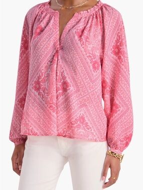 New Vineyard Vines V-Neck Blouse Cora Tile